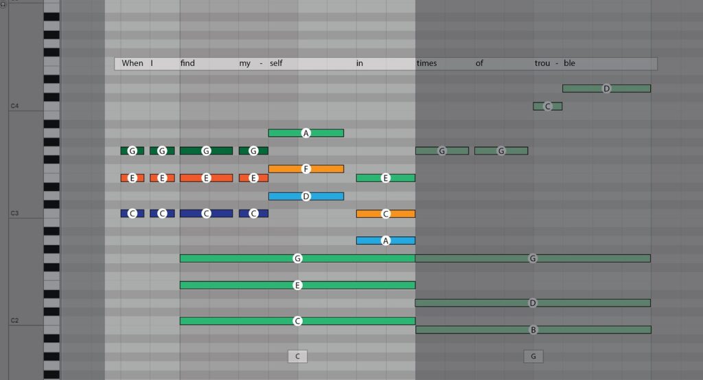 "Let It Be" vocal harmonies in the piano roll of Ableton (1)