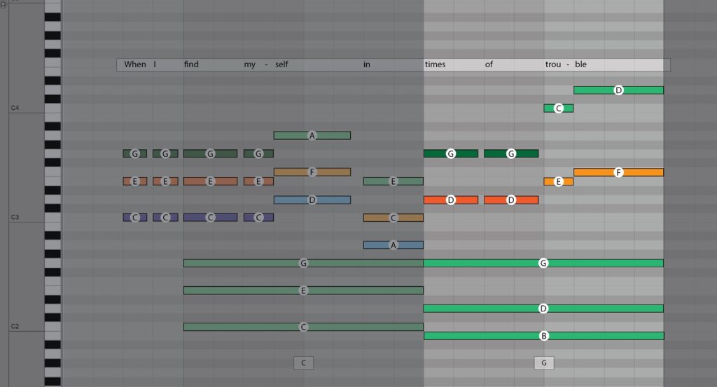 "Let It Be" vocal harmonies in the piano roll of Ableton (3)