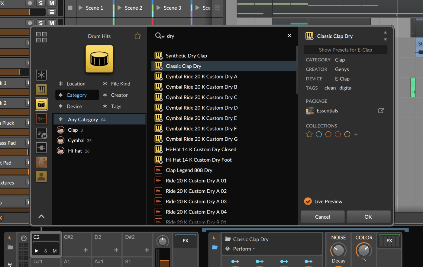 Bitwig Studio new browser