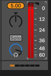 A fader that is clipping (from the Splice blog: "How to prepare your mix for mastering").